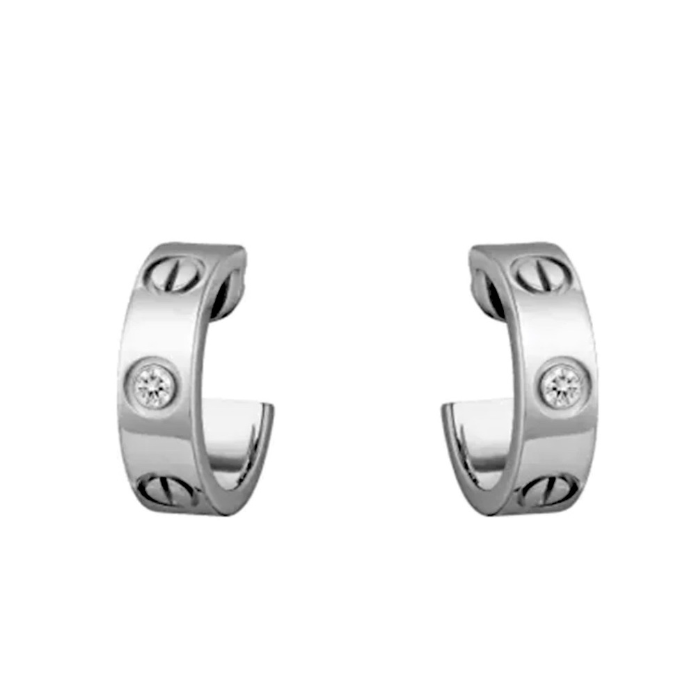Silver hoops with stones